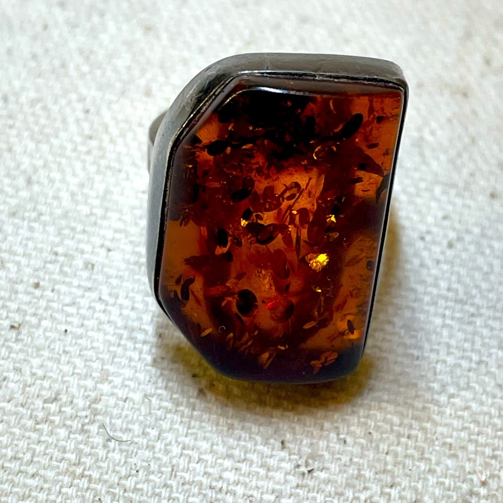 Vintage Sterling and Amber ring